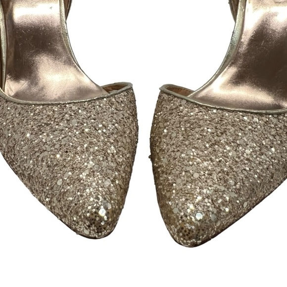 Badgley Mischka Daisy II Gold Glitter D’Orsay Pumps Evening Event Heels 9.5 - Picture 5 of 13